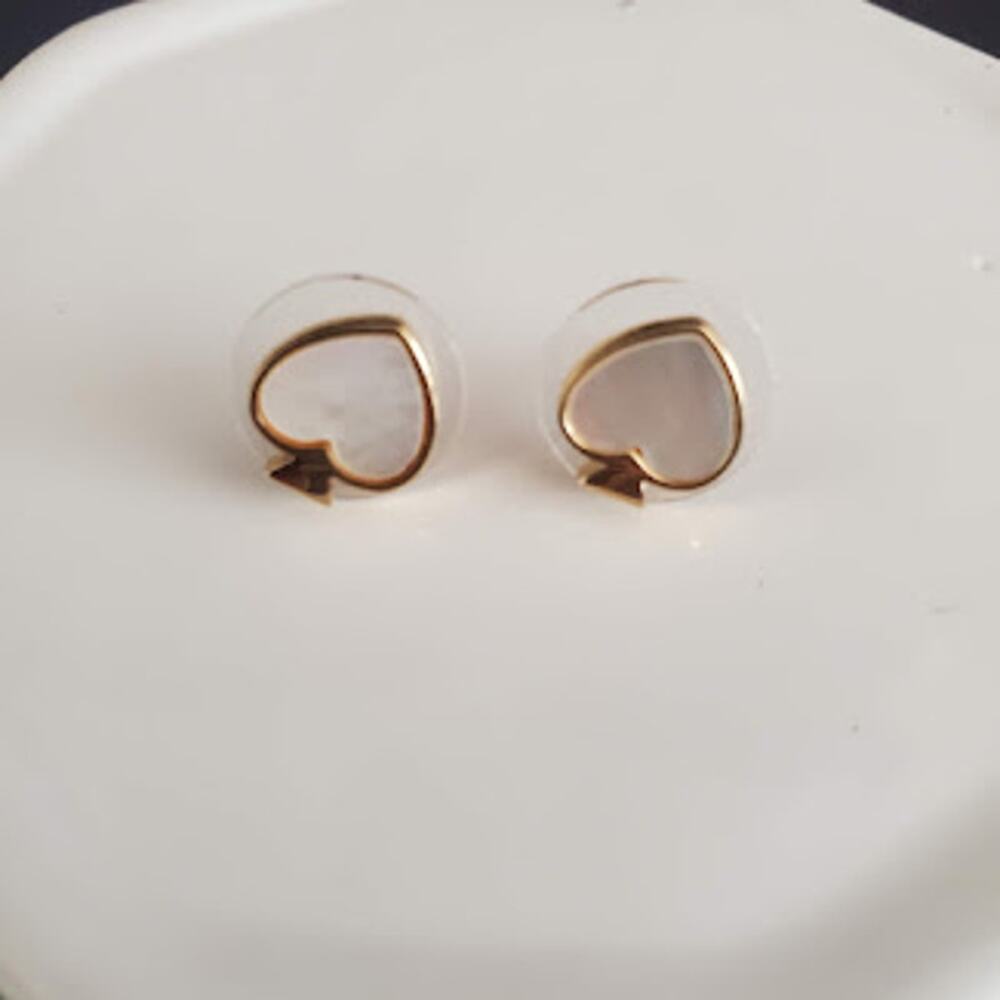 kate spade Gold and White Heart Earrings